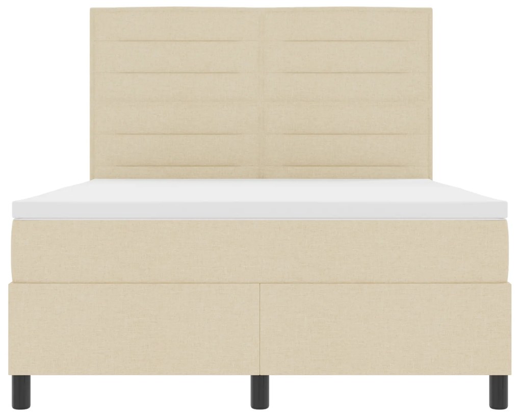 Cama Box Spring com Colchão Creme 140x190 cm Tecido