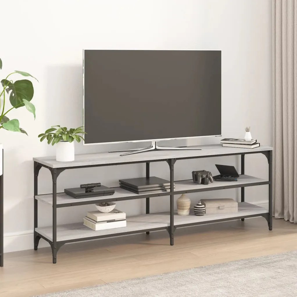 vidaXL Móvel para TV 140x30x50 cm derivados de madeira cinzento sonoma