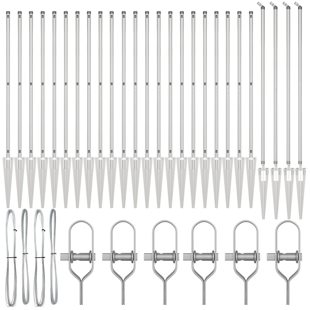Posts de Cerca vidaXL com Ponta 26 pcs Ø32 mm 170 cm Aço Galvanizado