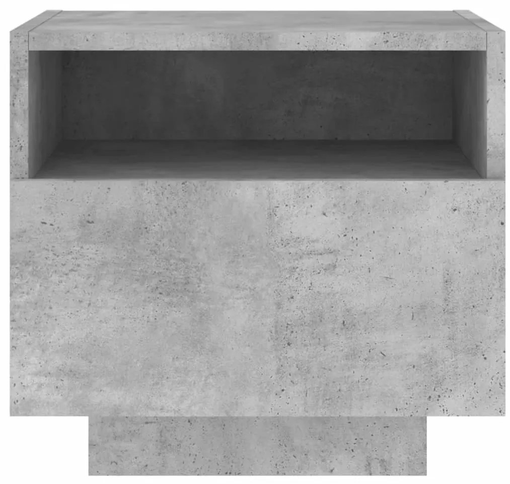 Mesa de cabeceira com luzes LED 40x39x37 cm cinzento-cimento