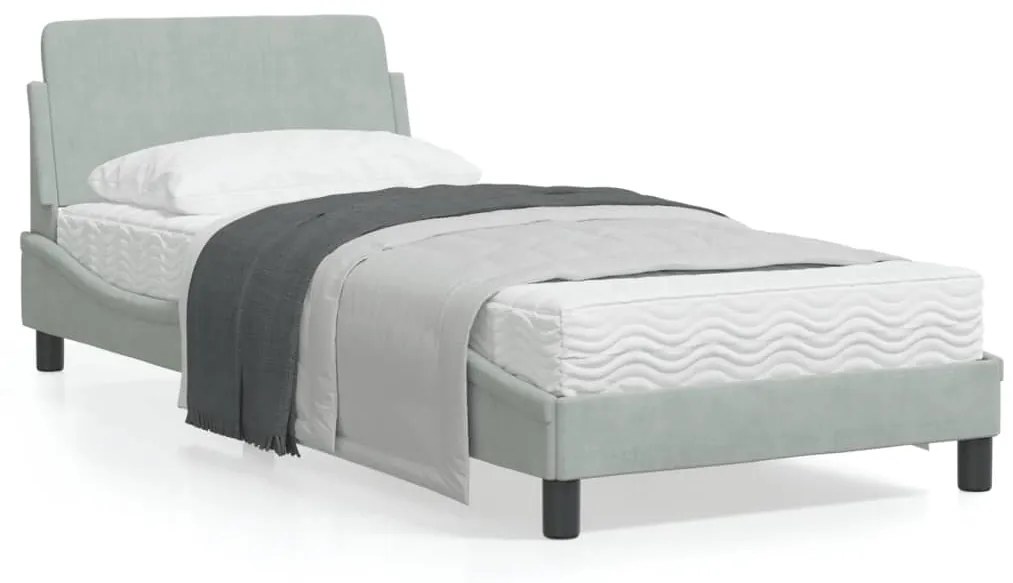 vidaXL Estrutura de cama sem colchão 80x200 cm veludo cinzento-claro