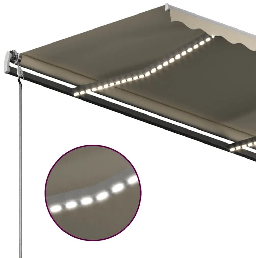 Toldo retrátil manual com LED 300x250 cm cor creme
