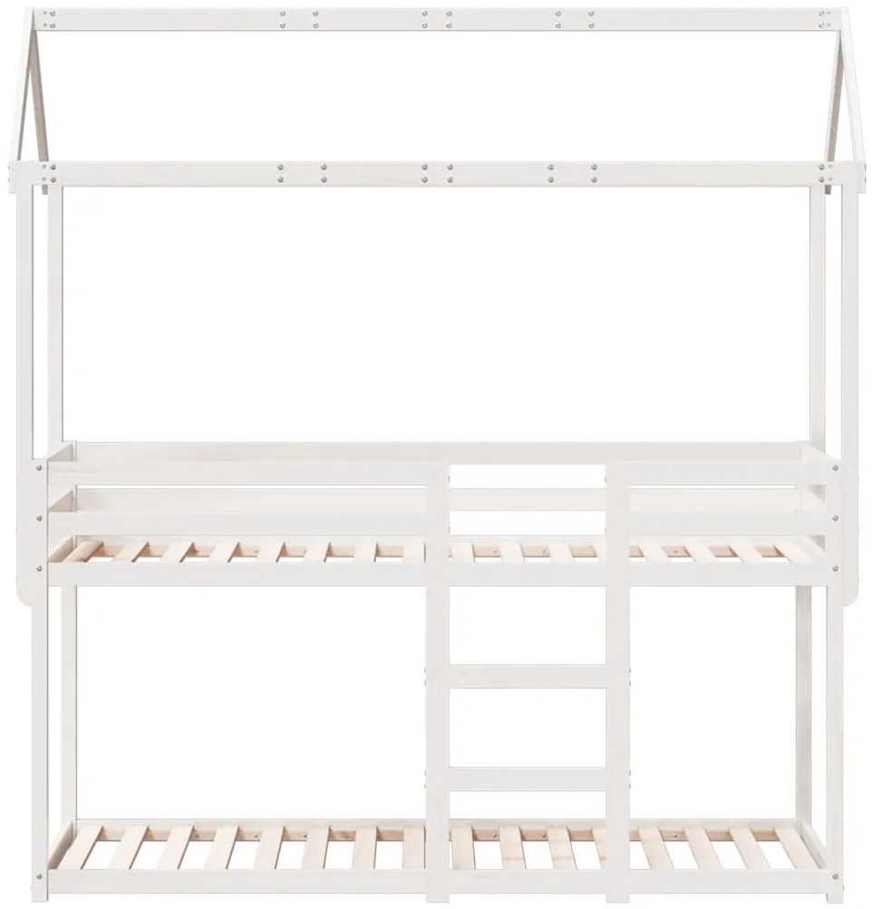 Beliche com telhado 90x200 cm madeira de pinho maciça branco