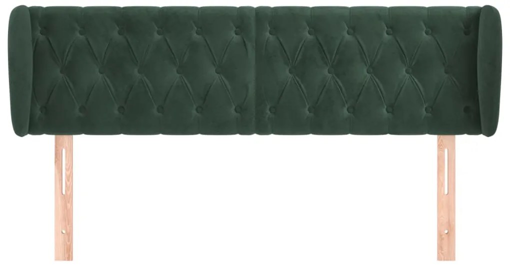 Cabeceira de cama c/ abas veludo 163x23x78/88cm verde-escuro