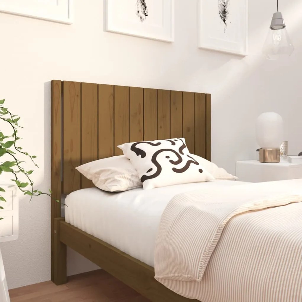 818858 vidaXL Cabeceira de cama 105,5x4x100 cm pinho maciço castanho mel