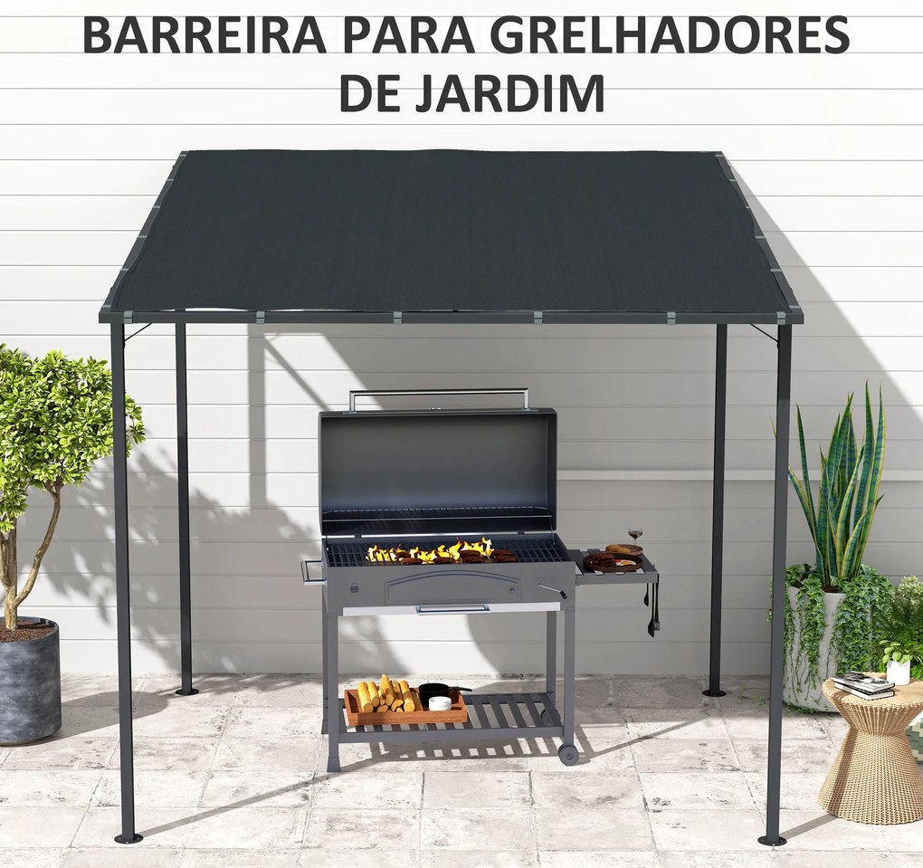 Pérgola de Parede 2,4x2,4 m Pérgola de Jardim com Teto Inclinado Prote