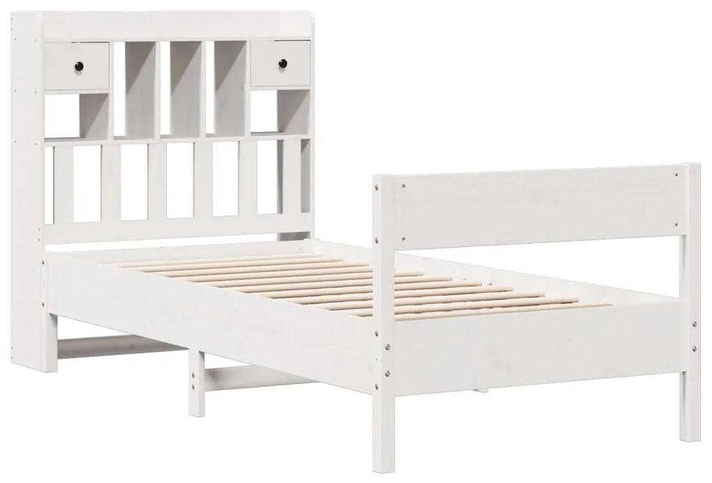 Cama com estante sem colchão 100x200 cm pinho maciço branco
