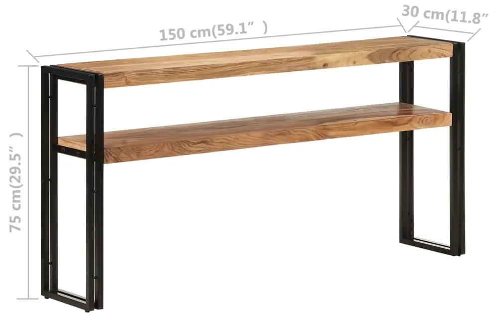 Mesa consola 150x30x75 cm madeira de acácia maciça
