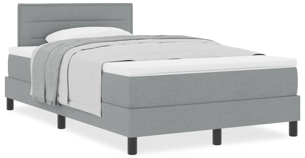 Cama Box Spring com Colchão Cinza Claro 120x190 cm Tecido