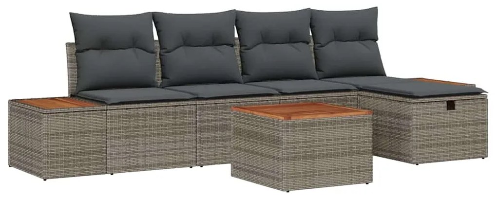 Conjunto de Sofá de Jardim vidaXL de 6 Peças com Almofadas Cinzentas e