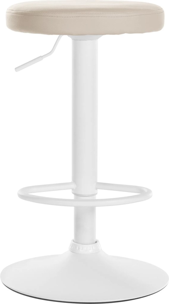 Conjunto de 2 bancos altos em couro sintético de estrutura branca 60-81 x 38,5 cm cor creme