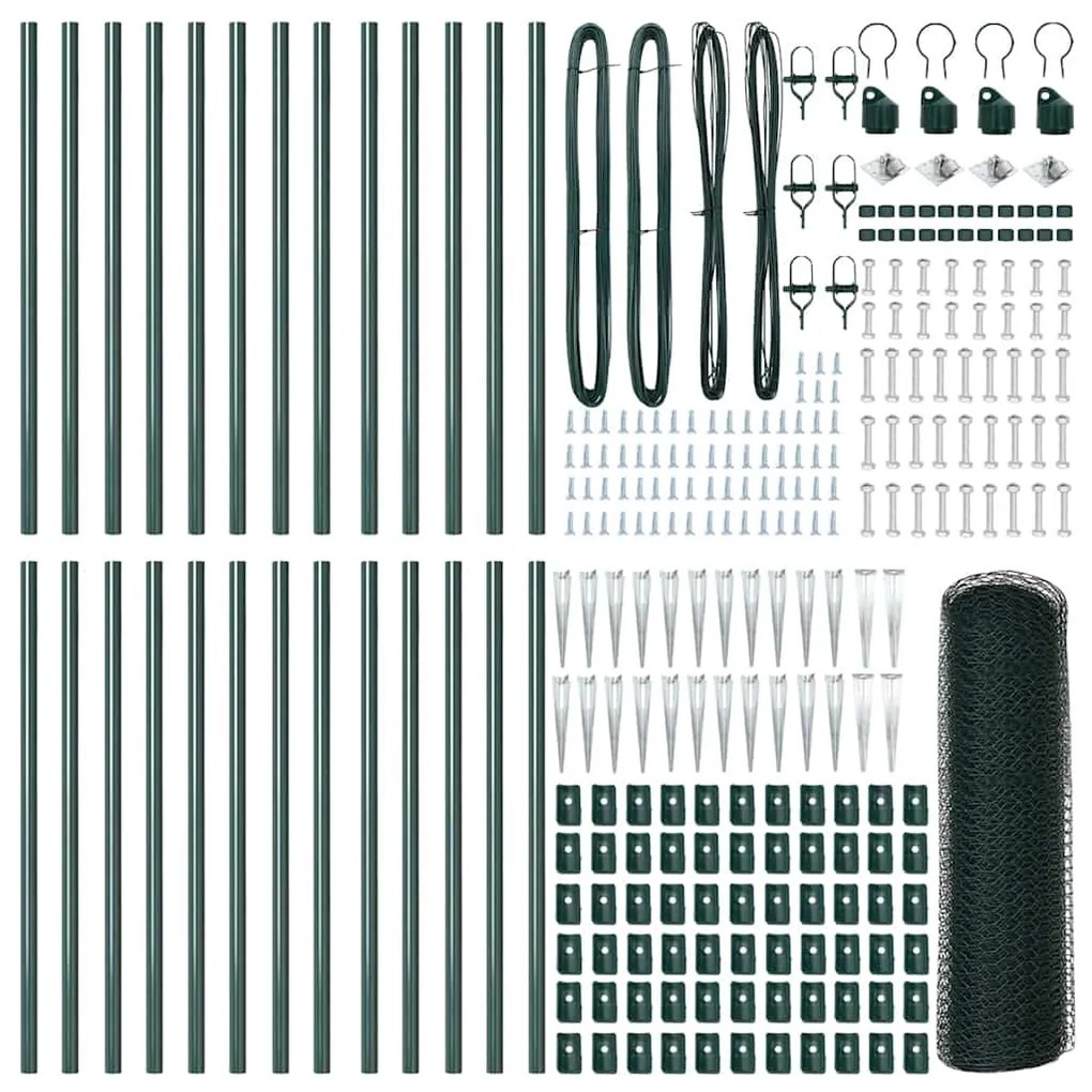 Cerca Hexagonal vidaXL Verde 0.5x50 m Aço