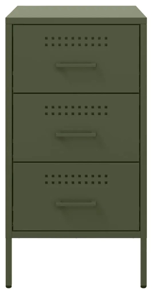 Mesa de cabeceira 36x39x68 cm aço verde-azeitona