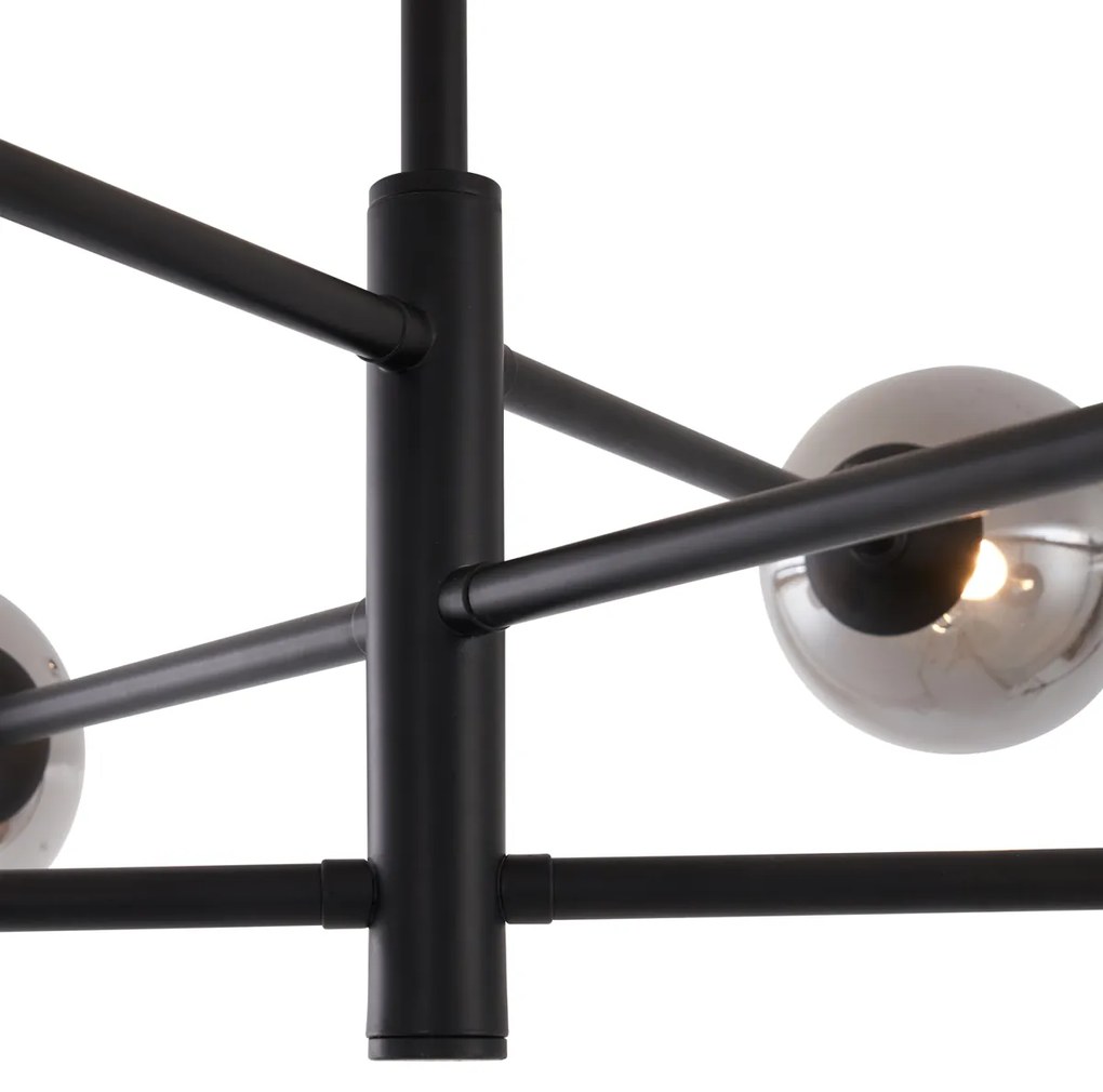 Plafond moderno preto com vidro fumado 6 luzes - Ryan Moderno