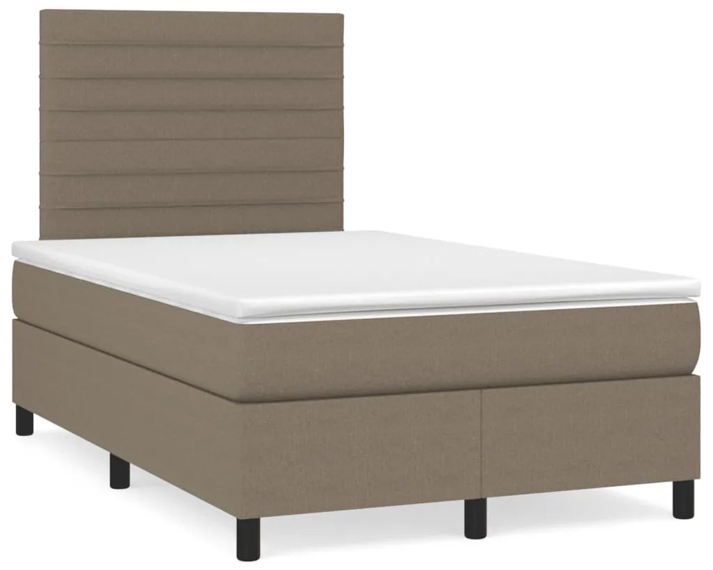 Cama box spring colchão/LED 120x190cm tecido cinza-acastanhado