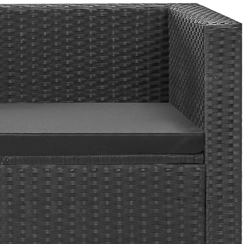 4 pcs conjunto lounge de jardim c/ almofadões vime PE preto