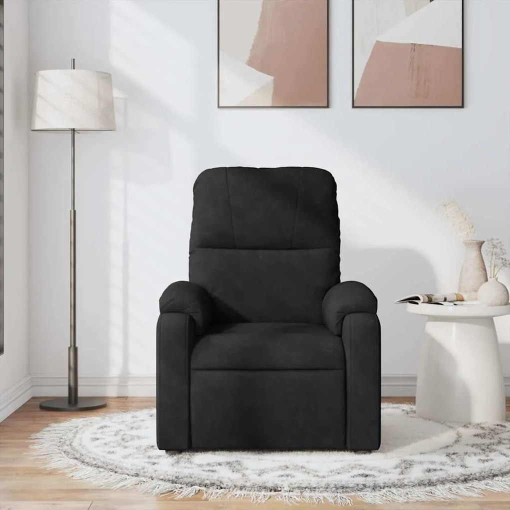 Poltrona de massagens reclinável tecido de microfibra preto