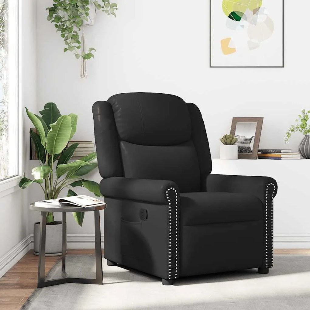 Poltrona reclinável couro artificial preto brilhante