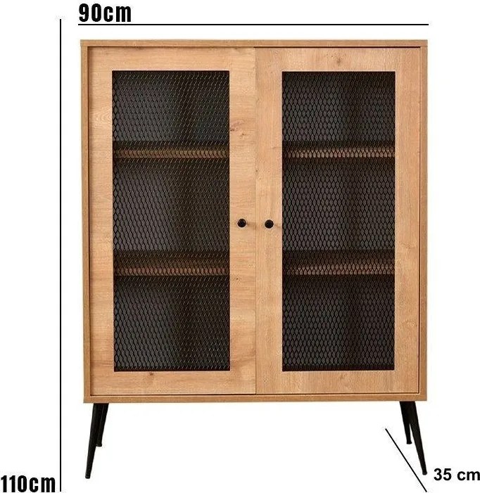 Sideboard Daisy – Carvalho Preto – 90x110x35 cm