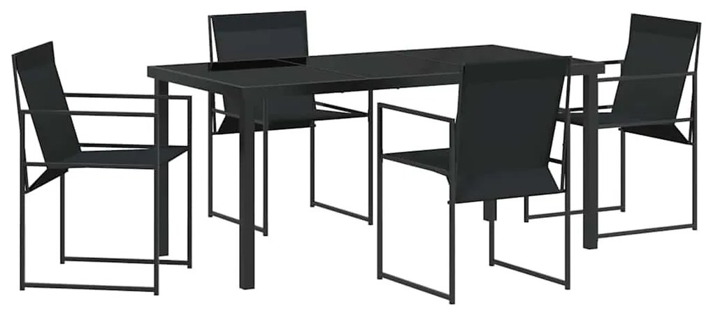 Conjunto de Jantar para Jardim de 5 Peças - Preto, Textilene e Aço
