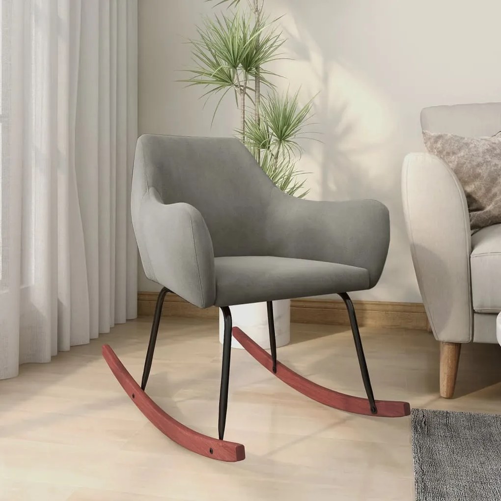 vidaXL Cadeira de baloiço veludo cinzento-claro