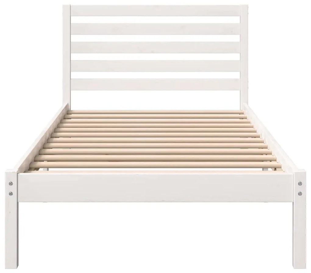 Estrutura da Cama Branco 75 x 190 cm Madeira de Pinheiro Sólido