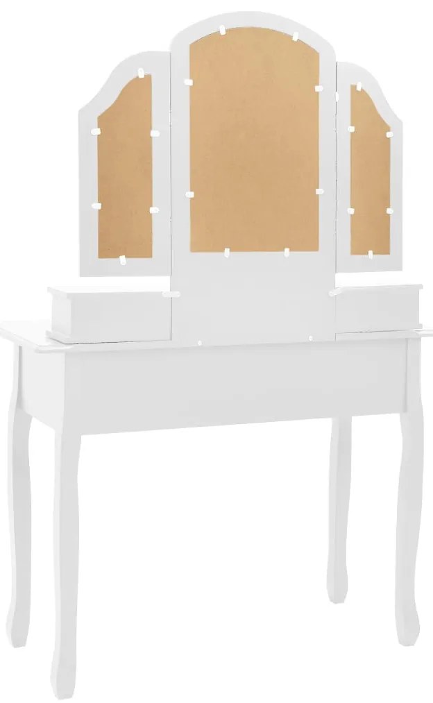 Conj. toucador c/ banco 100x40x146cm madeira paulownia branco