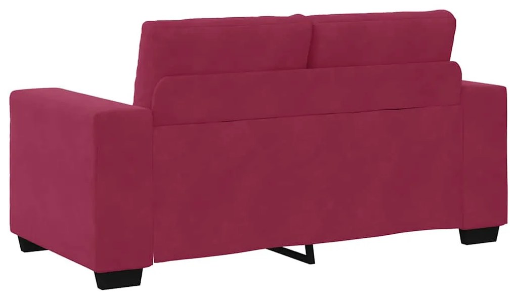 Conjunto de Sofá 3 Peças com Almofadas Vermelho Vinho em Veludo