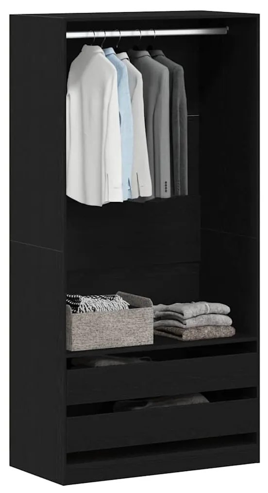 Armário de Carvalho Preto - 100 x 50 x 200 cm - Feito de Madeira Dupla