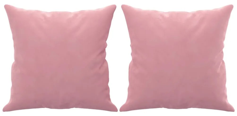 Sofá 2 lugares c/ almofadas decorativas 140 cm veludo rosa