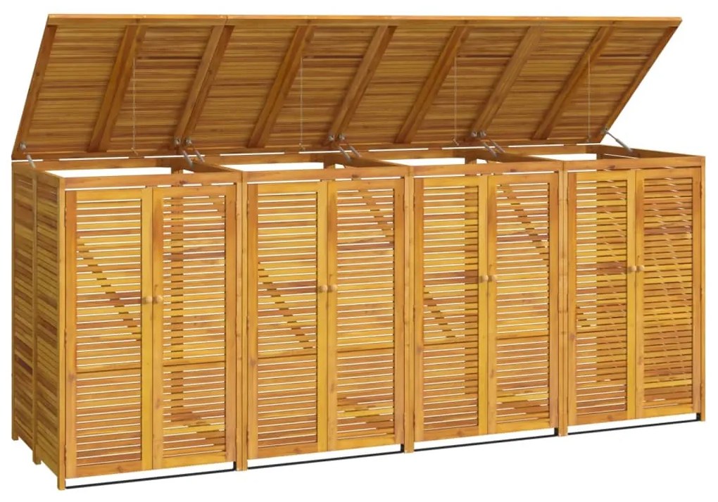 Abrigo quádruplo p/ caixote do lixo 280x89x117 cm acácia maciça