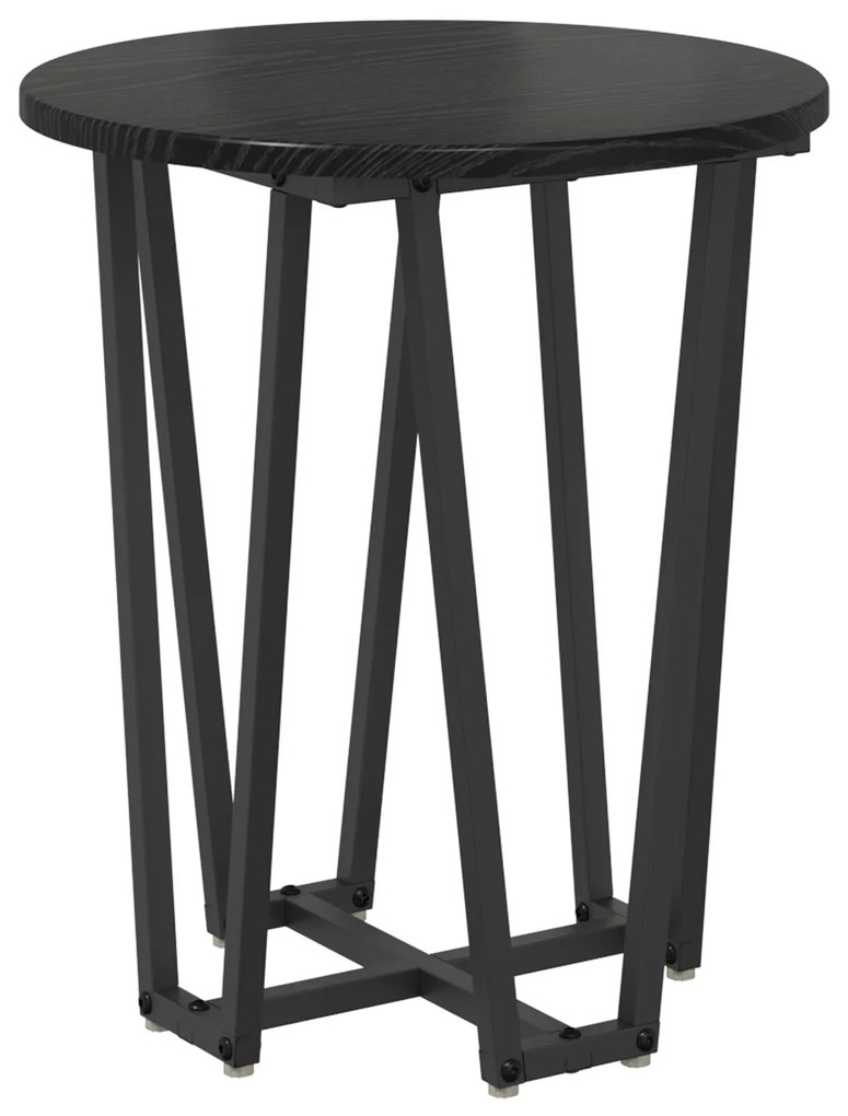 Mesa de Apoio vidaXL 2 pcs Preto Carvalho Madeira Engenharia e Metal