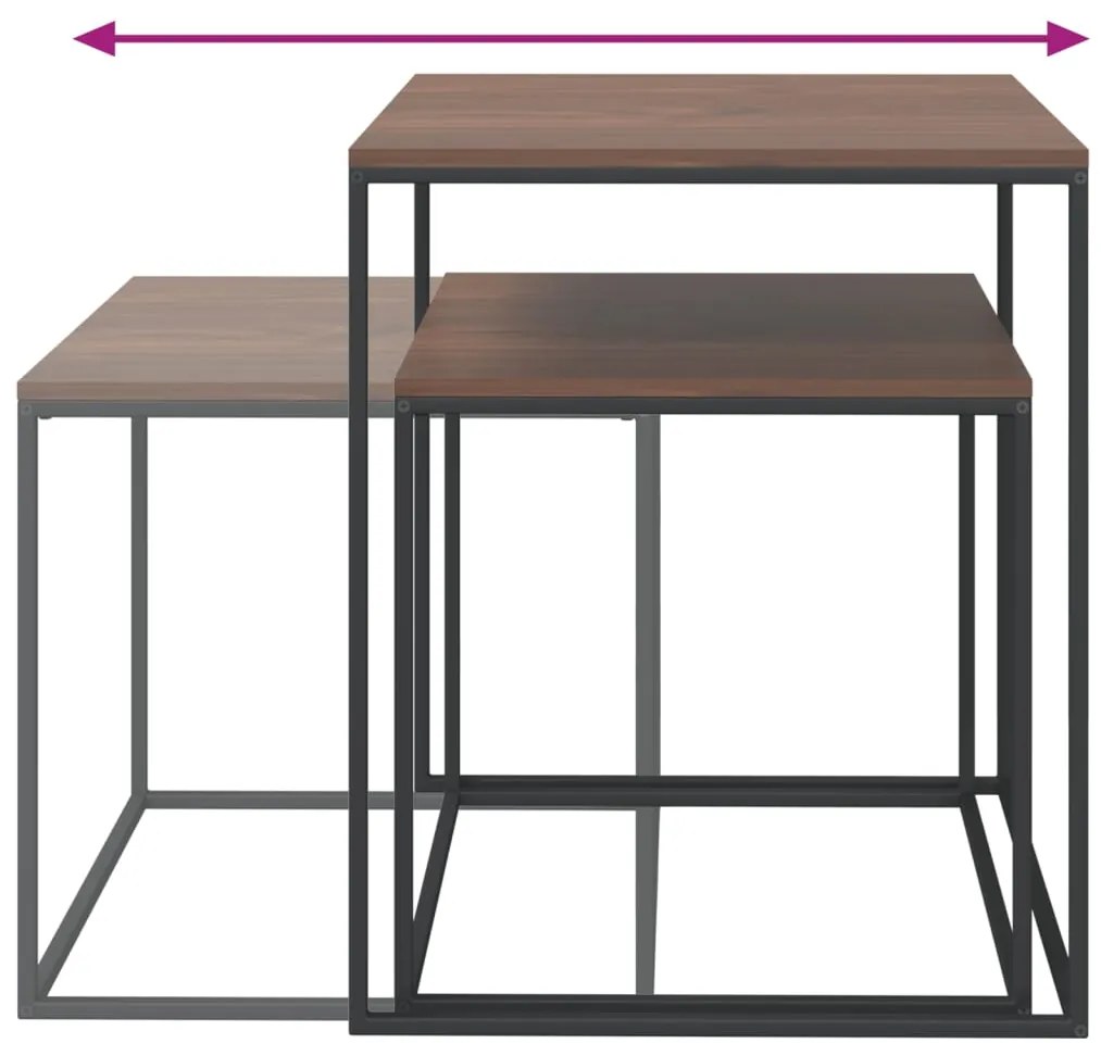 Conjunto de mesas de centro 2 pcs derivados de madeira e metal