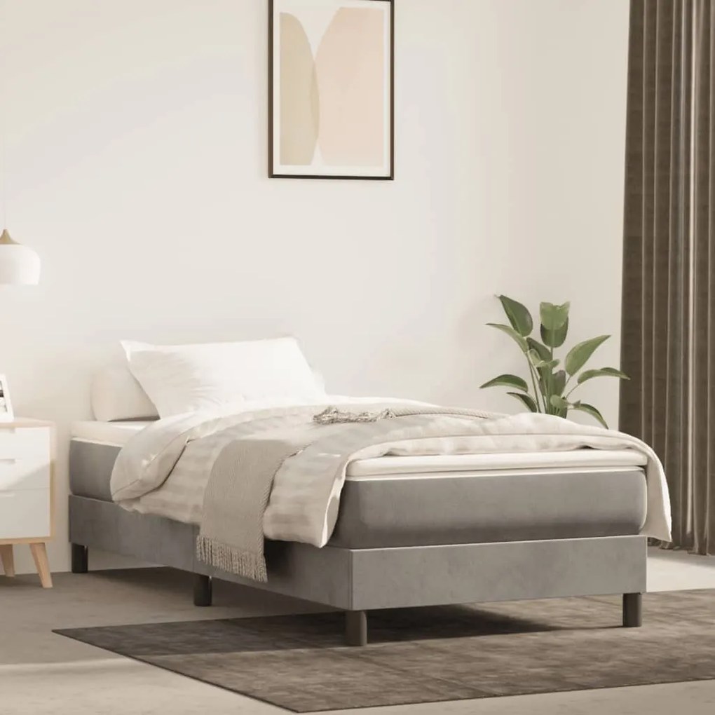 3120754 vidaXL Estrutura de cama 100x200 cm veludo cinzento-claro
