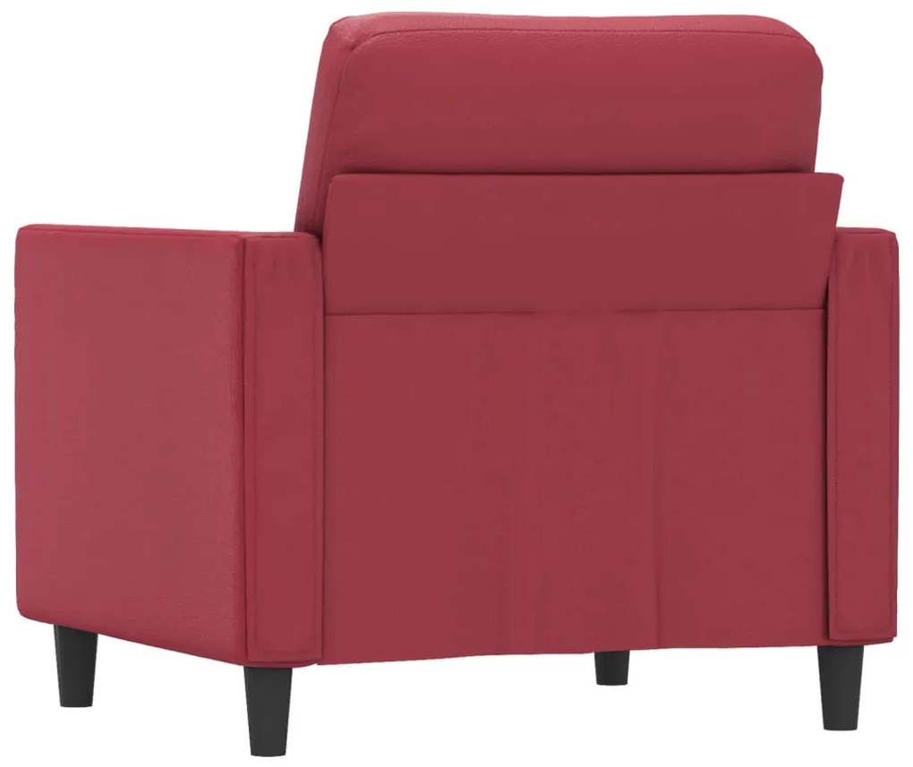 Poltrona 60 cm couro artificial vermelho tinto
