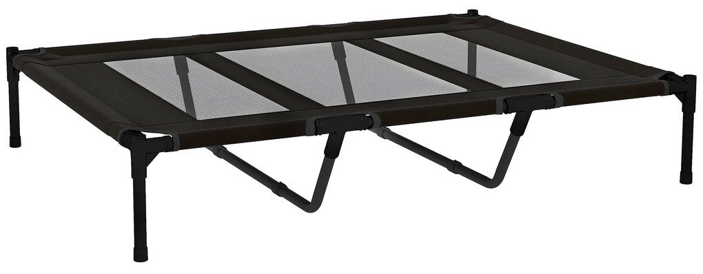 Cama Elevada para Cães com Tecido Transpirável para Dormir Relaxar Cama para Animais de Estimação 122x92x23 cm Preto