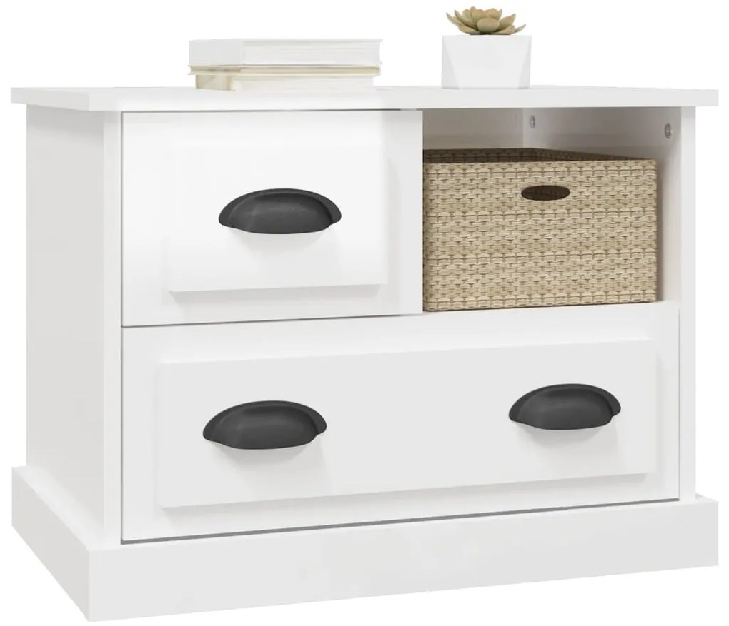 Mesa de cabeceira 60x39x45 cm branco brilhante
