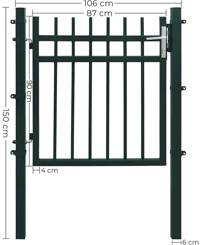 Portão Pequeno de metal para jardim 106 x 6 x 145 cm Cinzento