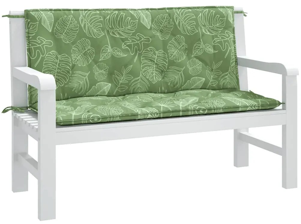 Almofadões banco jardim 2 pcs 120x50x7 cm tecido padrão folhas