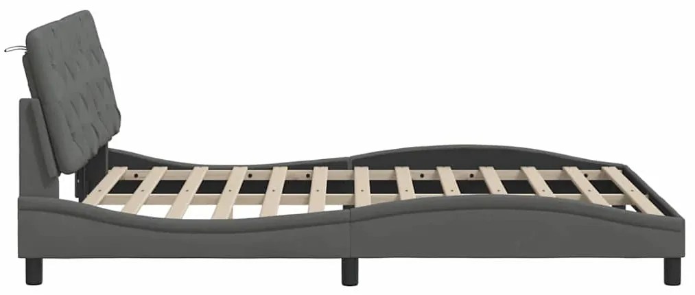 Estrutura de cama sem colchão 140x190 cm tecido cinzento-escuro