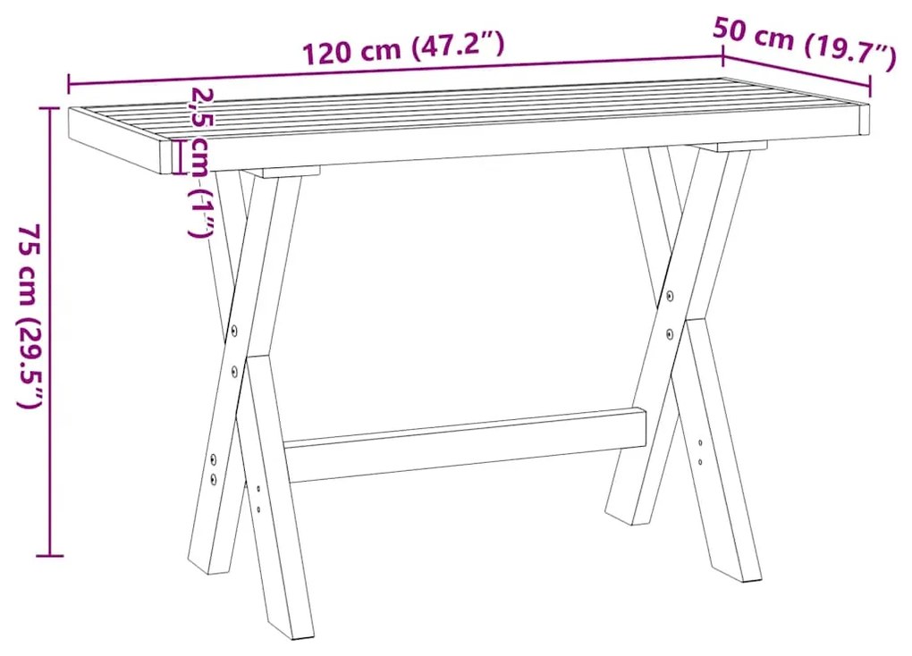 Secretária NOAIN com pernas forma X 120x50x75 cm pinho maciço