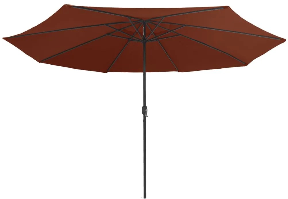 Guarda-sol de jardim com poste de metal 390 cm terracota