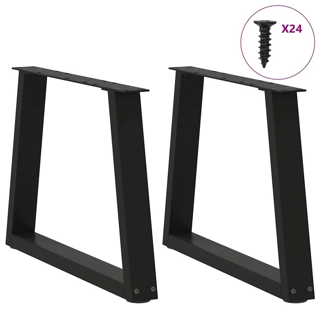 Mesa de jantar pernas 2 pcs forma de V 70x(42-43,3)cm aço preto