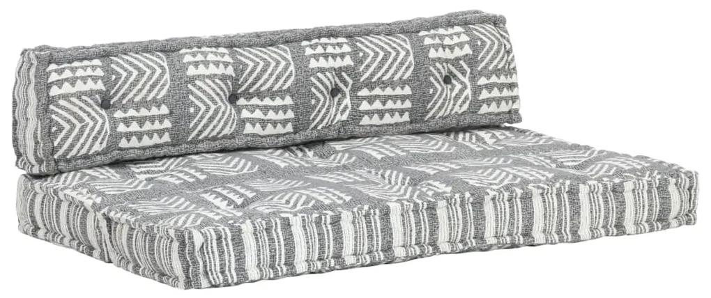 287718 vidaXL Almofadão para sofá de paletes tecido retalhos cinzento