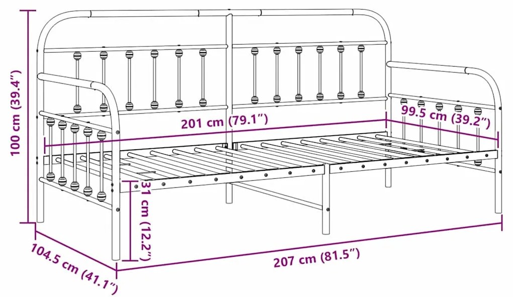 Estrutura de Cama Dia Branca 100x200 cm Aço