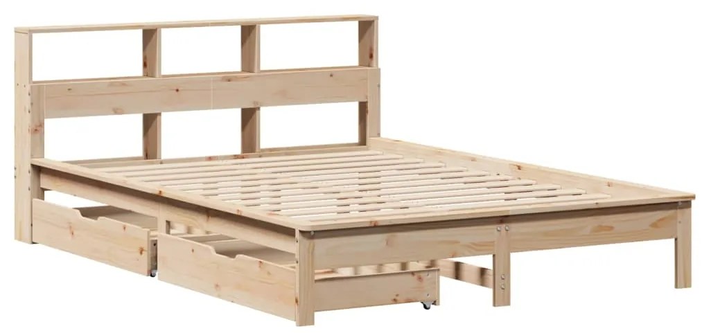 Cama com estante sem colchão 140x190 cm pinho maciço