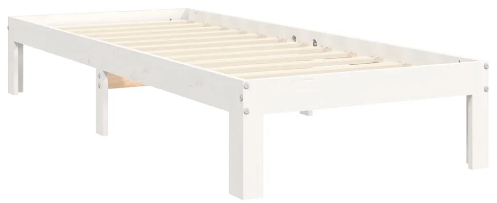 Cama sem colchão 90x200 cm madeira de pinho maciça branco