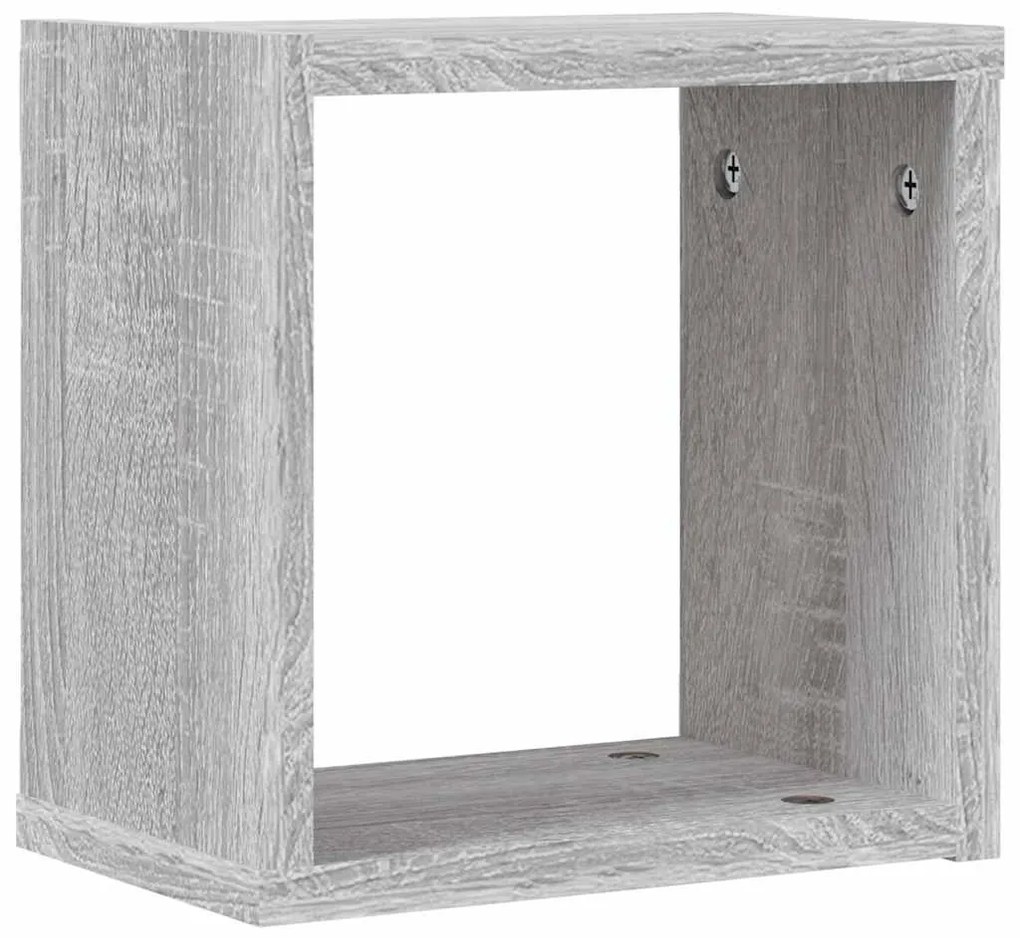 Prateleiras em Cubo 4 pcs Cinza Sonoma 26x15x26 cm em Madeira de Engen