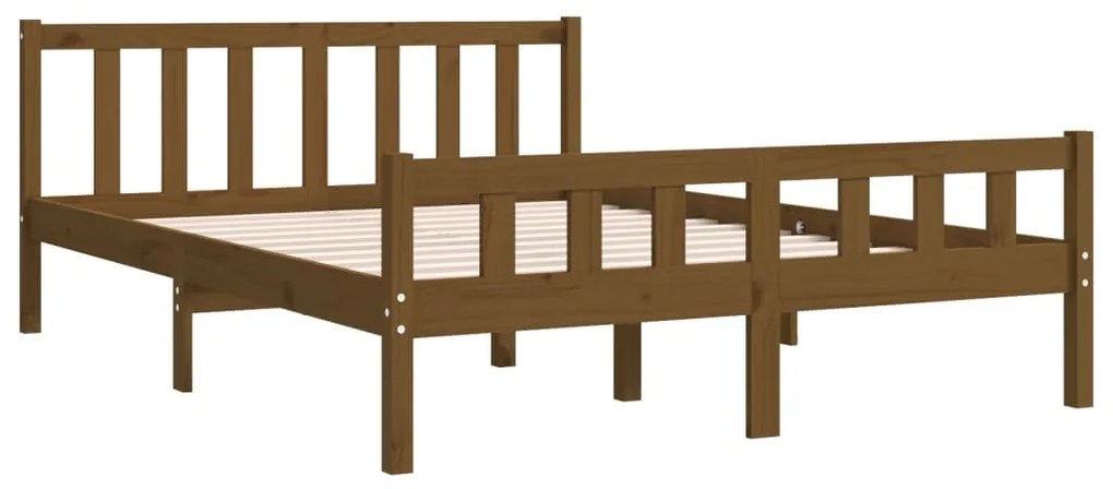 Estrutura de cama 140x190 cm madeira maciça castanho-mel