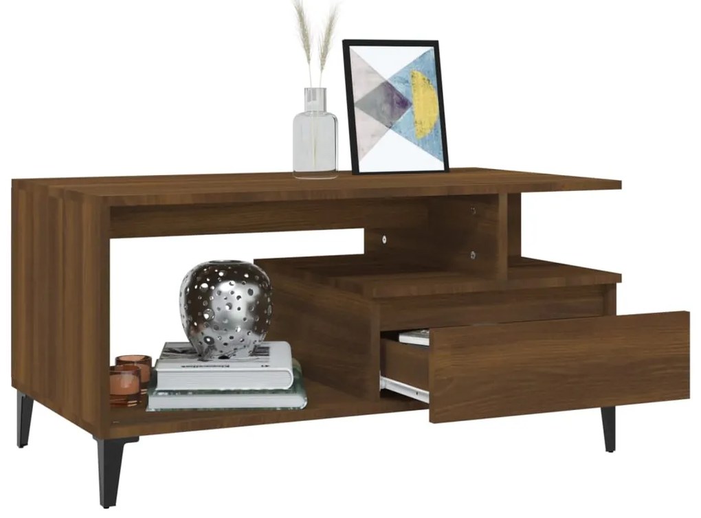Mesa centro 90x49x45 cm derivados de madeira carvalho castanho